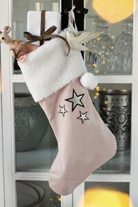 Vianočná čižma s hviezdičkami - Powder pink/silver