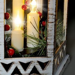 SOLIGHT LED vianočný lampáš biely, 33cm, 3x LED sviečka, 3x AAA