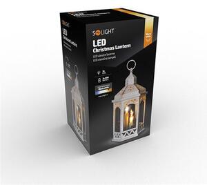 SOLIGHT LED vianočný lampáš biely, 33cm, 3x LED sviečka, 3x AAA