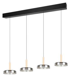 TRIO 354910432 CELESTE závesné svietidlo SMD LED 4x7,5W/750lm 3000K čierna, drevo, switchdimmer