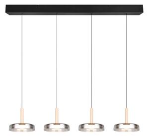 TRIO 354910432 CELESTE závesné svietidlo SMD LED 4x7,5W/750lm 3000K čierna, drevo, switchdimmer