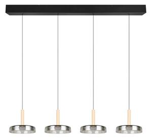 TRIO 354910432 CELESTE závesné svietidlo SMD LED 4x7,5W/750lm 3000K čierna, drevo, switchdimmer