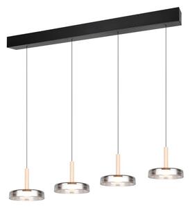 TRIO 354910432 CELESTE závesné svietidlo SMD LED 4x7,5W/750lm 3000K čierna, drevo, switchdimmer
