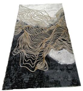 HU Čierny-hnedo-biely moderný koberec Artiste 25419A-Hnedoseda Rozmer: 60x110 cm
