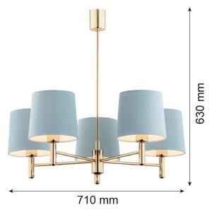 Brilagi - Luster na tyči MONTE 5xE27/60W/230V modrá/zlatá