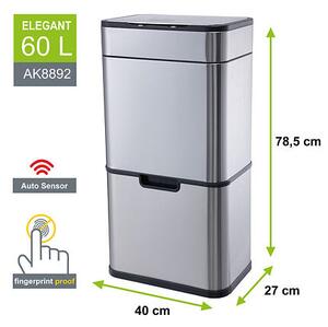 Elegant Bezkontaktný odpadkový kôš na triedený odpad 60 l HELPMATION AK8892