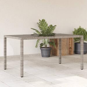 Záhradný stôl so sklenenou doskou sivý 150x90x75 cm polyratan