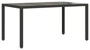 Záhradný stôl so sklenenou doskou čierny 150x90x75 cm polyratan