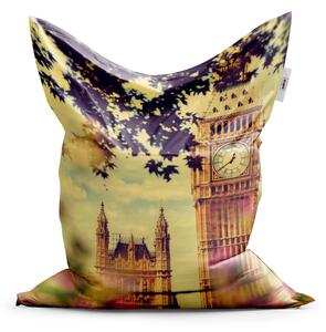 Sablio Sedací vak Classic Londýn Big Ben Flowers - 150x100 cm