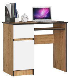Ak furniture Písací stôl Piksel 90 cm dub Craft/biela ľavý