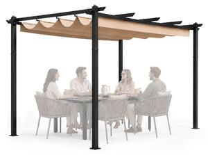 Terasová záhradná pergola 3x4 m oceľový altánok s prístreškom béžová MultiGarden