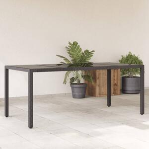 Záhradný stôl so sklenenou doskou čierny 190x90x75 cm polyratan