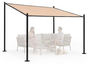Terasová záhradná pergola 3x3 m oceľový altánok s prístreškom béžová MultiGarden