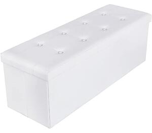 Taburetka 120 L, lavica s úložným priestorom, nosnosť 300 kg, syntetická koža, biela