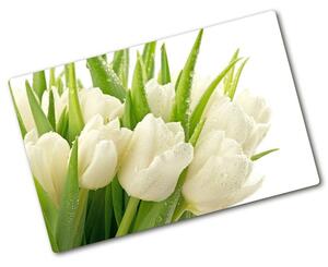 Doska na krájanie zo skla Biele tulipány