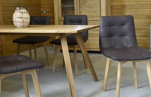Dizajnový dubový stôl do obývačky 180 x 90 + 6 x stolička pravá talianská koža