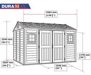 Záhradný domček Duramax APEX 7,6 m² + podlahová konštrukcia (model 30216 -10,5x8´)