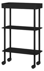 NOO.MA Čierny odkladací stolík Nolle – zásobník a 2 polica 60 × 30 × 92,5 cm