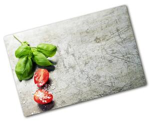 Kuchynská doska veľká zo skla Paradajky a bazalka
