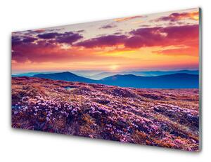 Obraz na skle Lúka hory kvety príroda 120x60 cm 2 Prívesky