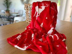 Červená vianočná mikroplyšová deka CHRISTMAS Rozmer: 160 x 200 cm