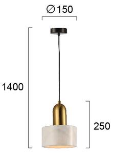 Luster na lanku MARBLE 1xE27/60W/230V zlatý/biely/mramorový dekor