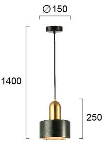 Luster na lanku MARBLE 1xE27/60W/230V zlatý/zelený/mramorový dekor