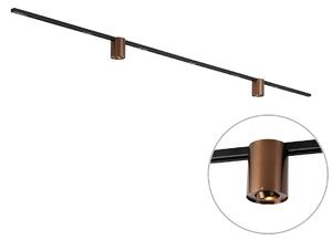 Moderný koľajnicový systém čierny s 2 tmavými bronzovými reflektormi 1-fázový - Iconic Rondoo Up