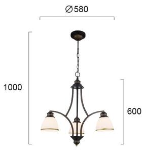 Závesný luster CLAIR na lankách 3xE27/60W/230V, priemer 58 cm, bronzová