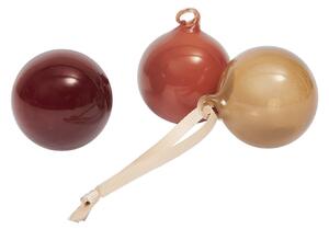 Sklenená vianočná ozdoba Roseate Opaque Ø 4 cm – set 3 ks