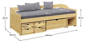 Jednolôžková posteľ 90 cm Marais (prírodná). Vlastná spoľahlivá doprava až k Vám domov. 1065166