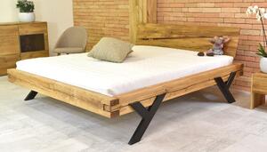 Manželská posteľ z dubového dreva oceľove nohy tvar Y