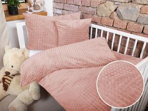 Biante Detské posteľné obliečky do postieľky Minky kocky MKK-003 Púdrovo ružové Do postieľky 100x135 a 40x60 cm