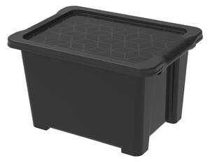 Lesklo čierny plastový úložný box s vekom Evo Easy - Rotho