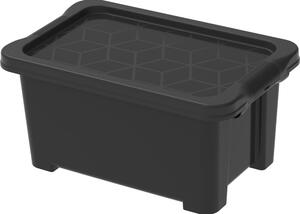 Lesklo čierny plastový úložný box s vekom Evo Easy - Rotho