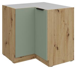 Kondela Dolná rohová kuchynská skrinka Arsany 90x90 DN 2F BB - aquamarine / dub artisan