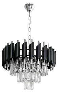 Luster na reťazi CRISTAL 5xE14/10W/230V, priemer 38 cm, čierna / matný chróm