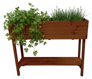 ATMOWOOD Vyvýšený drevený truhlík s policou 120 cm - teak