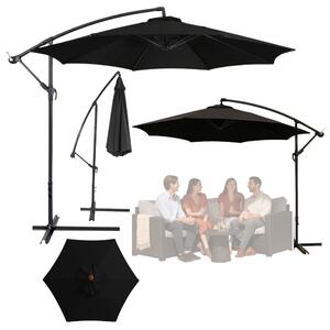 LEAN Bočný záhradný slnečník s nastaviteľným sklonom – 350 x 250 cm, čierny