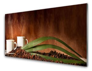 Nástenný panel  Šálky káva zrnká kuchyňa 100x50 cm