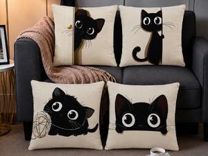 XPOSE® Set obliečok na vankúš HRAVÉ MAČIČKY 43x43 cm - set 4ks