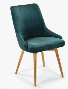 Čalúnená jedalenská stolička zamatová Laura - zelená