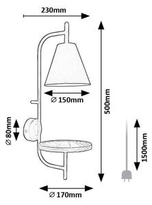 RABALUX 71293 Azome nástenné svietidlo s vypínačom D150mm 1xE27 čierna, drevo