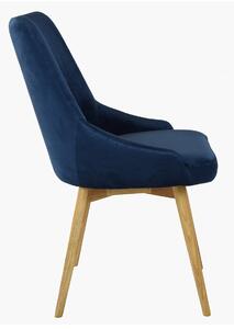 Čalúnená jedalenská stolička zamatová Laura - modrá