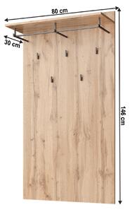 Vešiakový panel 80 cm Mateo 80 (dub wotan). Vlastná spoľahlivá doprava až k Vám domov. 1065315