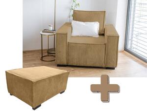 Kreslo s taburetom SMART SET, horčicová