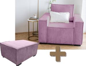 Kreslo s taburetom SMART SET, lila