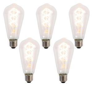 Sada 5 LED žiaroviek E27 so špirálovým vláknom ST64 5W 400 lm 2200K
