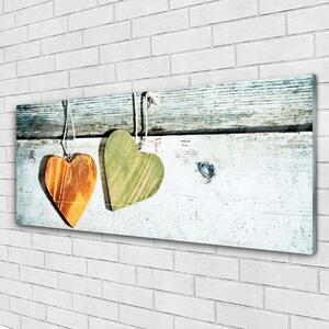 Obraz na skle Srdce drevo umenie 125x50 cm