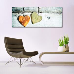 Obraz na skle Srdce drevo umenie 125x50 cm